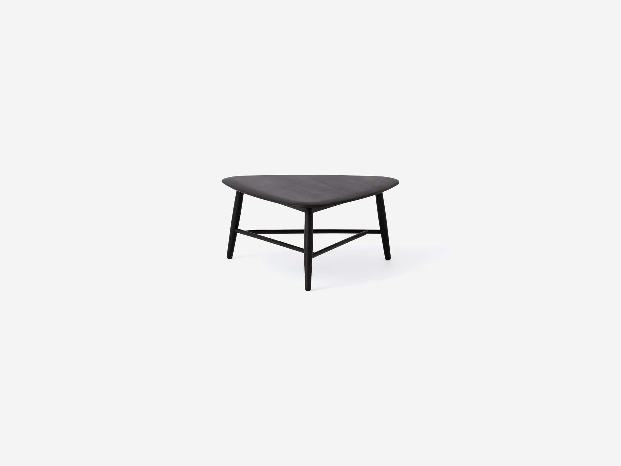 Front view of small black tri coffee table